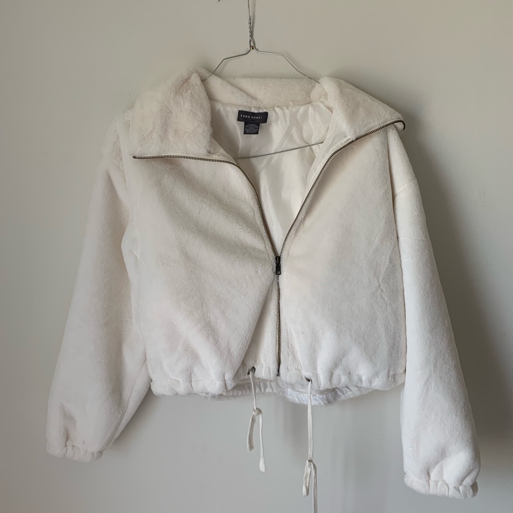Faux fur drawstring jacket